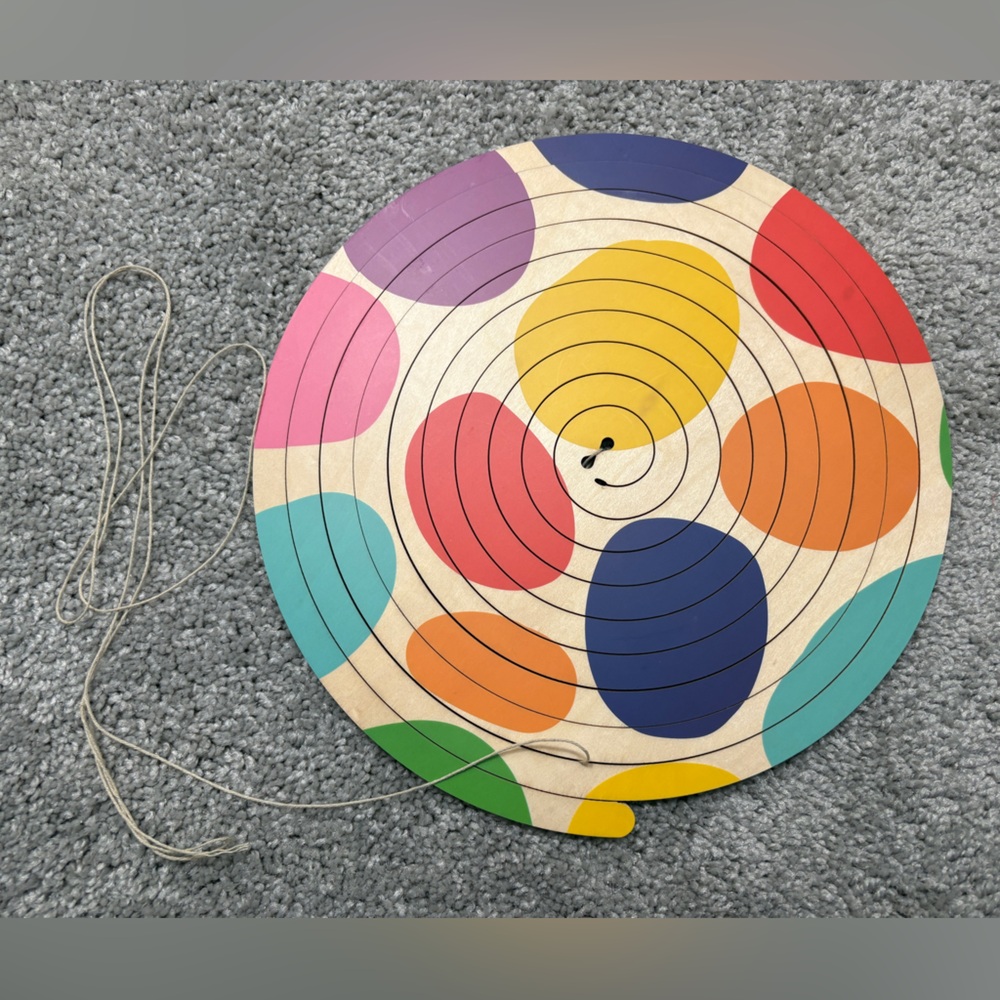 Wooden Colorful Spinner Lacing Toy - Multicolor